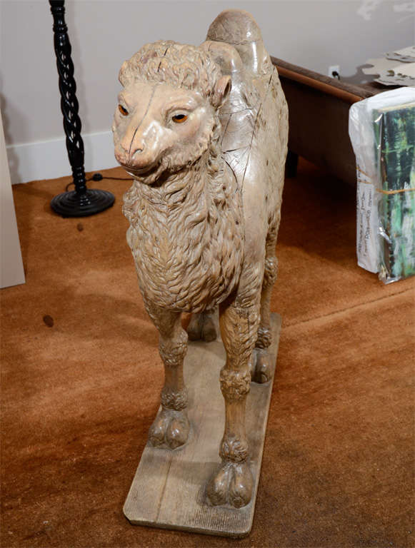 Large-Scale 19th Century Wood Sculpture of a Bactrian Camel For Sale 2