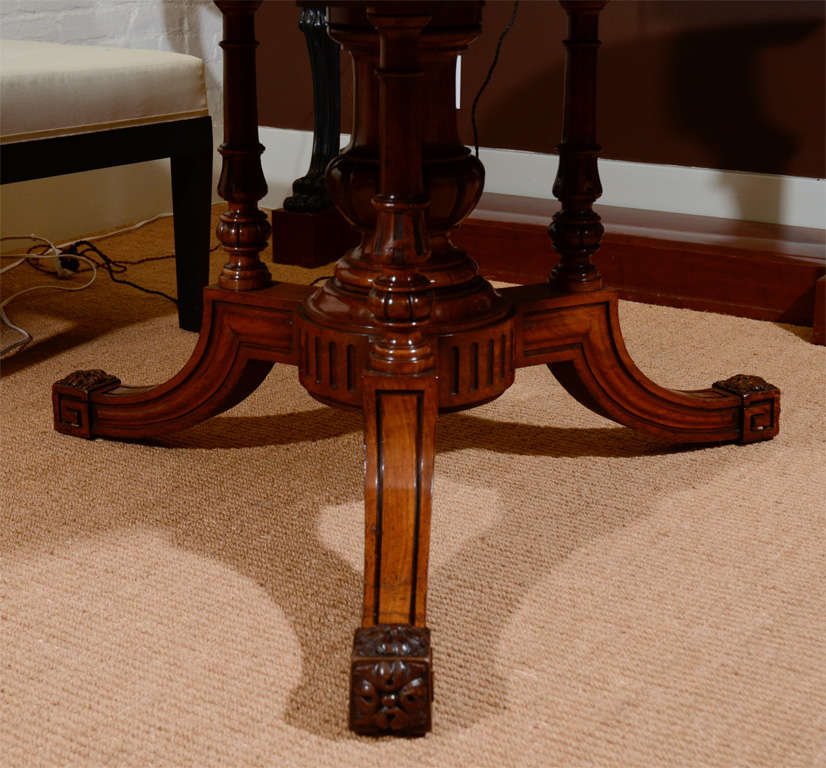 British 19th Century Gillows of Lancaster Burl Walnut Drum Table. For Sale