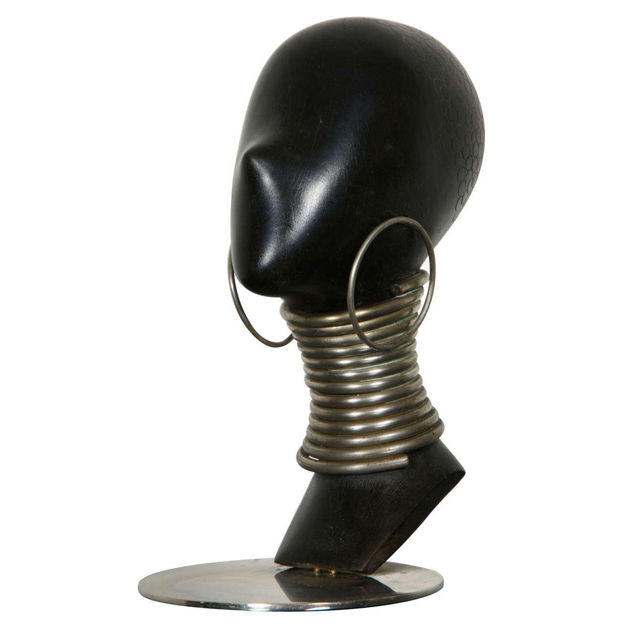 tête de femme en ébène Art Déco des années 1930 par Karl Haguenauer