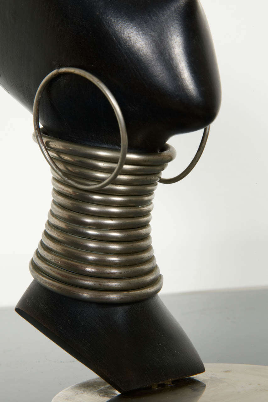tête de femme en ébène Art Déco des années 1930 par Karl Haguenauer 1