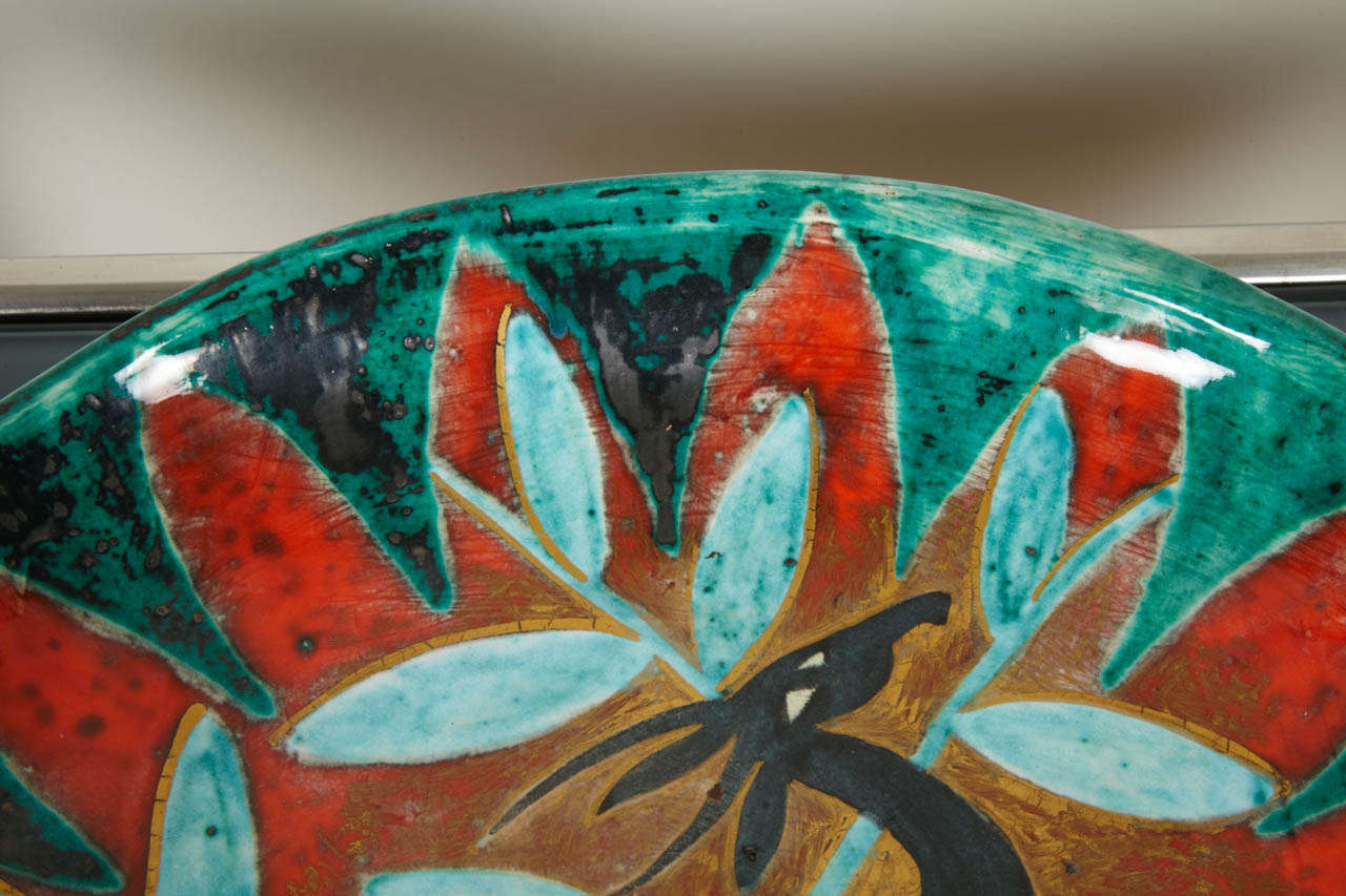 Mid-20th Century 1930-1940's Art Deco Ceramic Plate by Edouard Cazaux