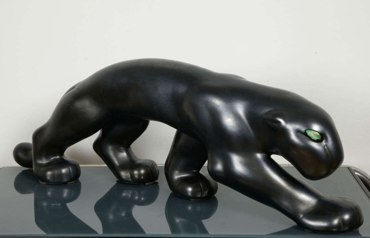 Ceramic Panther by Primavera, circa 1940 In Excellent Condition In Paris, FR