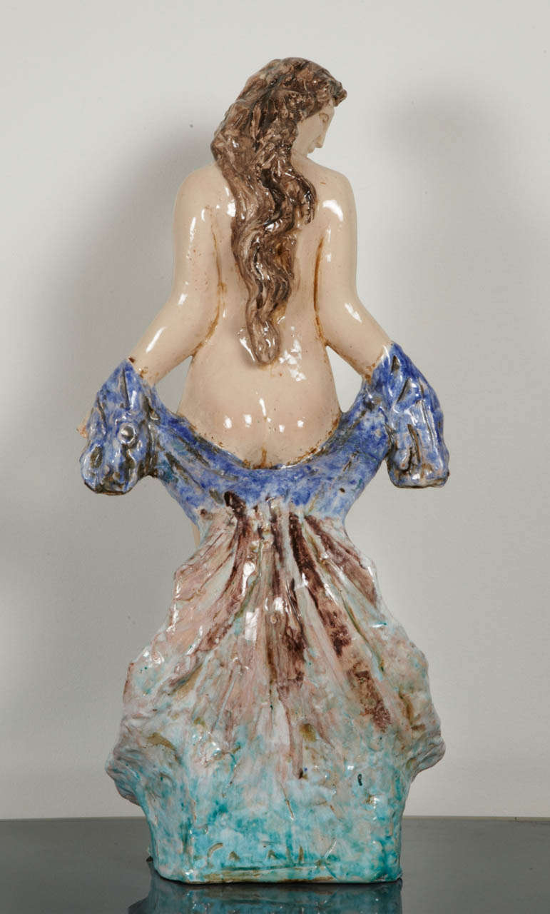 Art Deco Ceramic Venus Sculpture by Edouard Cazaux, circa 1940-1950 For Sale