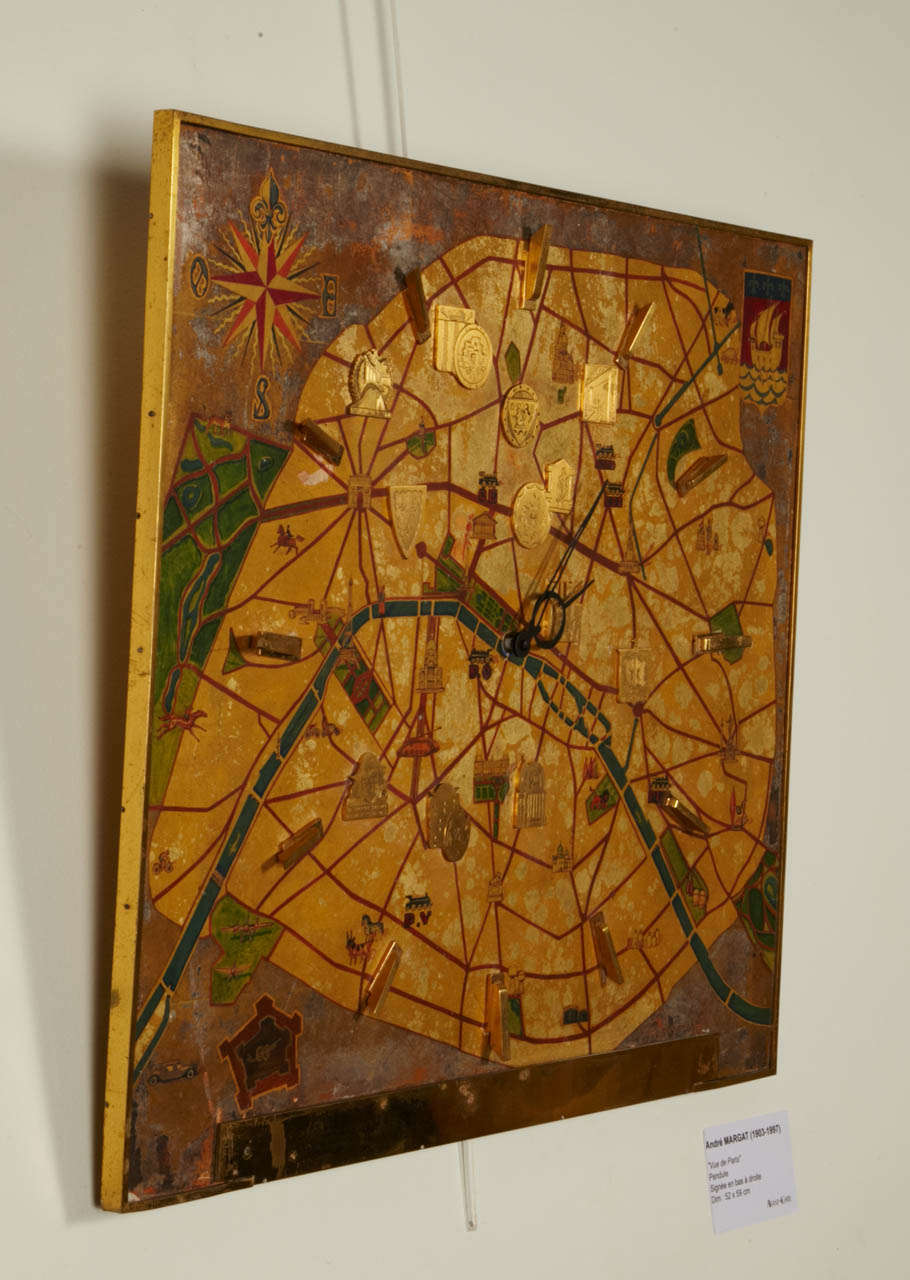 1930-1940's André Margat Art Deco Clock "Vue de Paris"