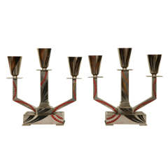 Pair of Art Deco Candlesticks by M. Offner Circa 1930