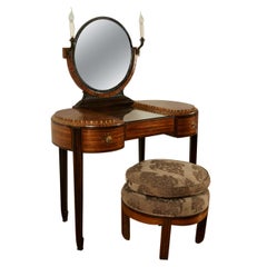 Antique Art Deco Dressing Table with Stool by Krieger, circa 1925