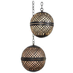 Pendants of Cast Iron Balls Lined with Rice Paper