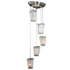 Spiral Folded Ice Glass Five-Light Fixture