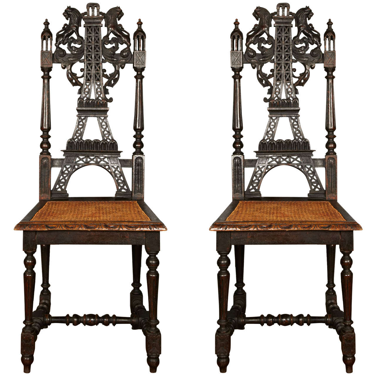Rare pair of Eiffel tower chairs