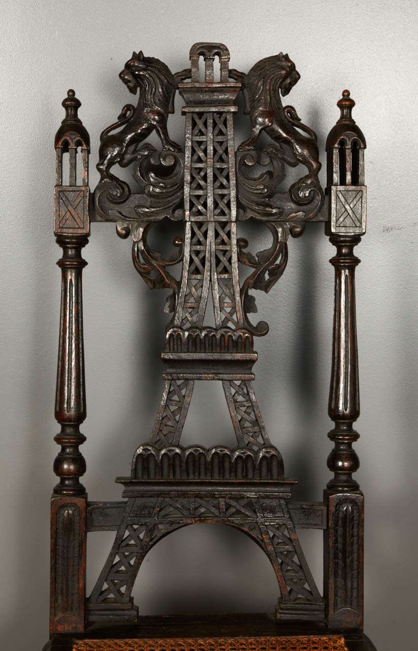 Belle Époque Rare pair of Eiffel tower chairs