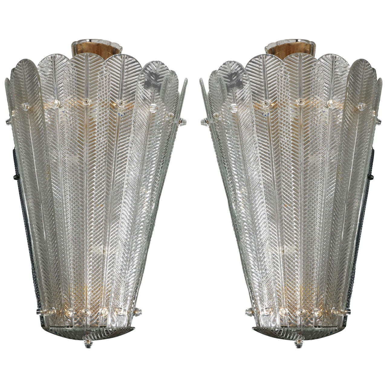 Important Pair of Murano Glass Lanterns