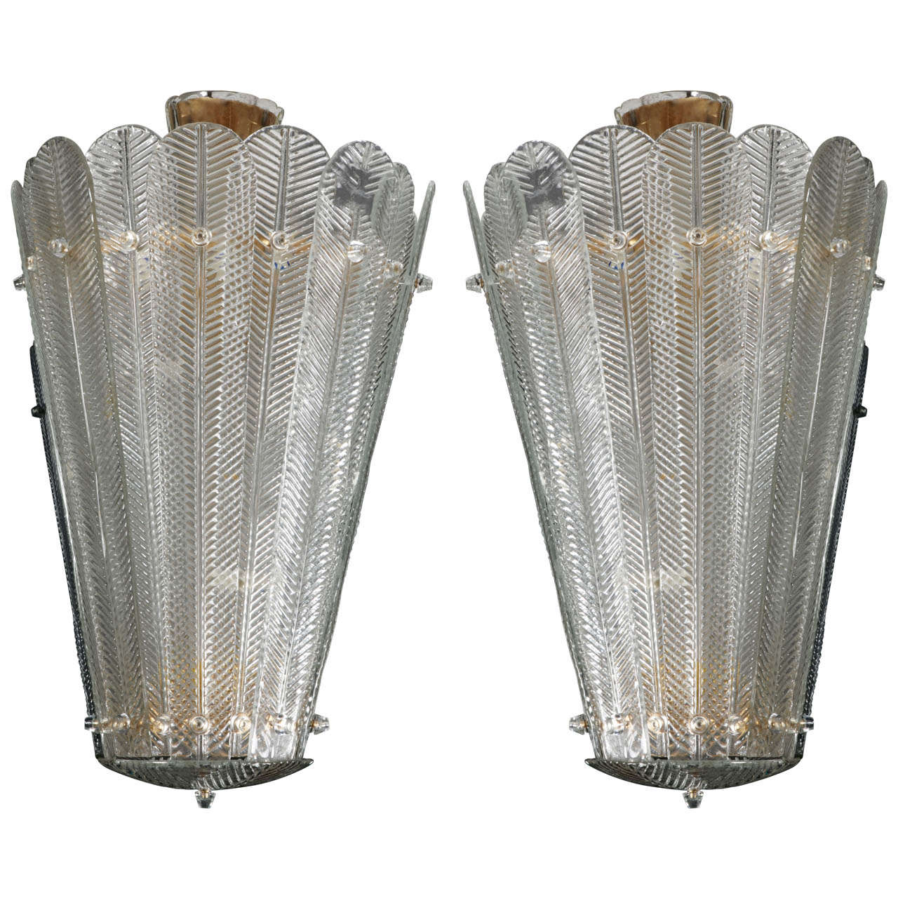 Important Pair of Murano Glass Lanterns