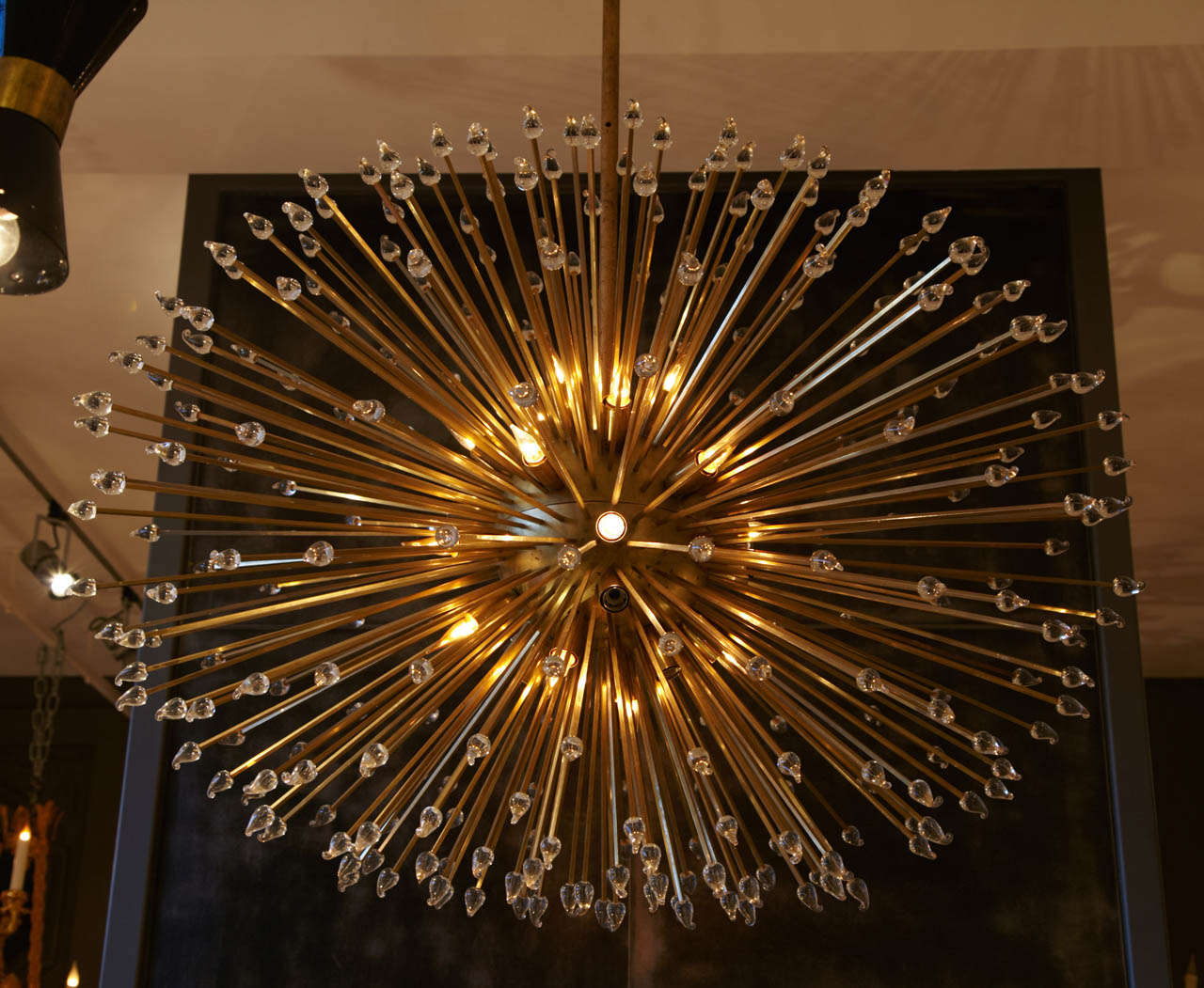 Pair of oval brass chandeliers For Sale at 1stDibs