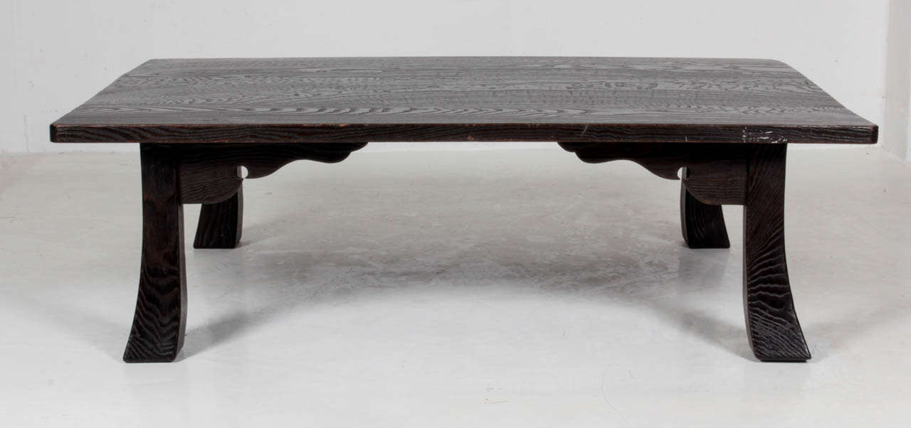 SHOWA PERIOD (1926-1989) Japan

Occasional table  c.1930

Water-worn ebonized cypress with a prominent grain pattern on four splayed legs

H: 12 ½” x W 29” x L: 41 ½”
