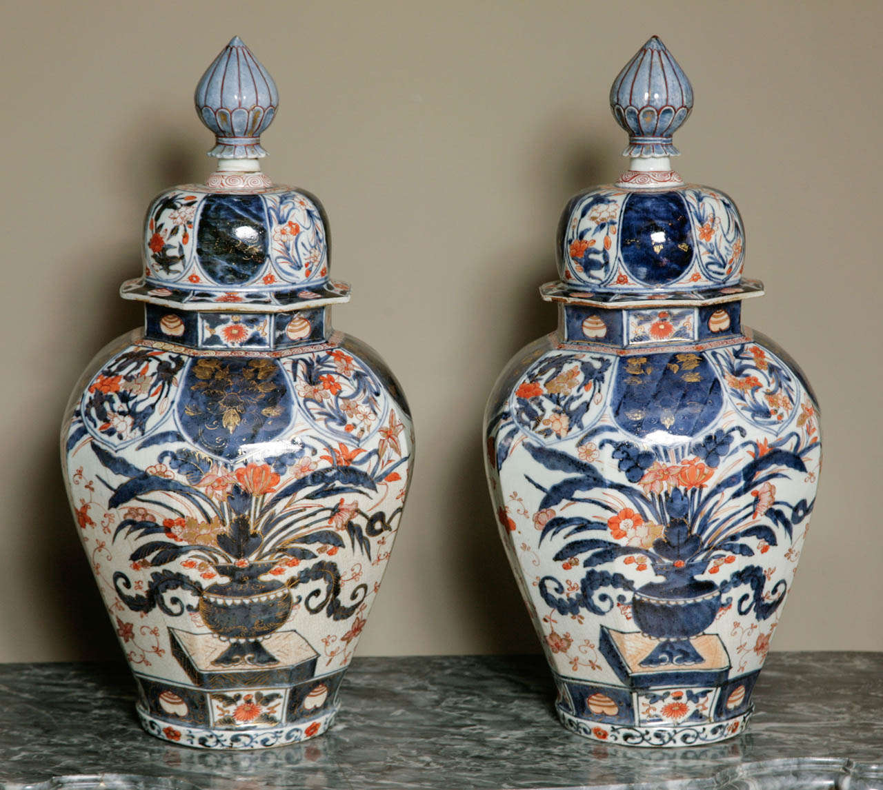 A Large Pair of 18th Century Japanese Imari Vases