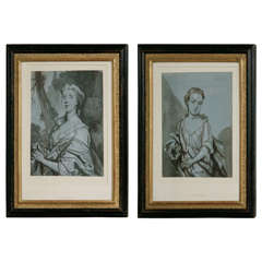 Pair of Early 18th Century Portrait Drawings Attributed to Byng