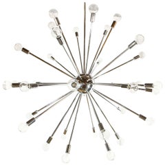 Lustre Sputnik chromé à trente-six lumières