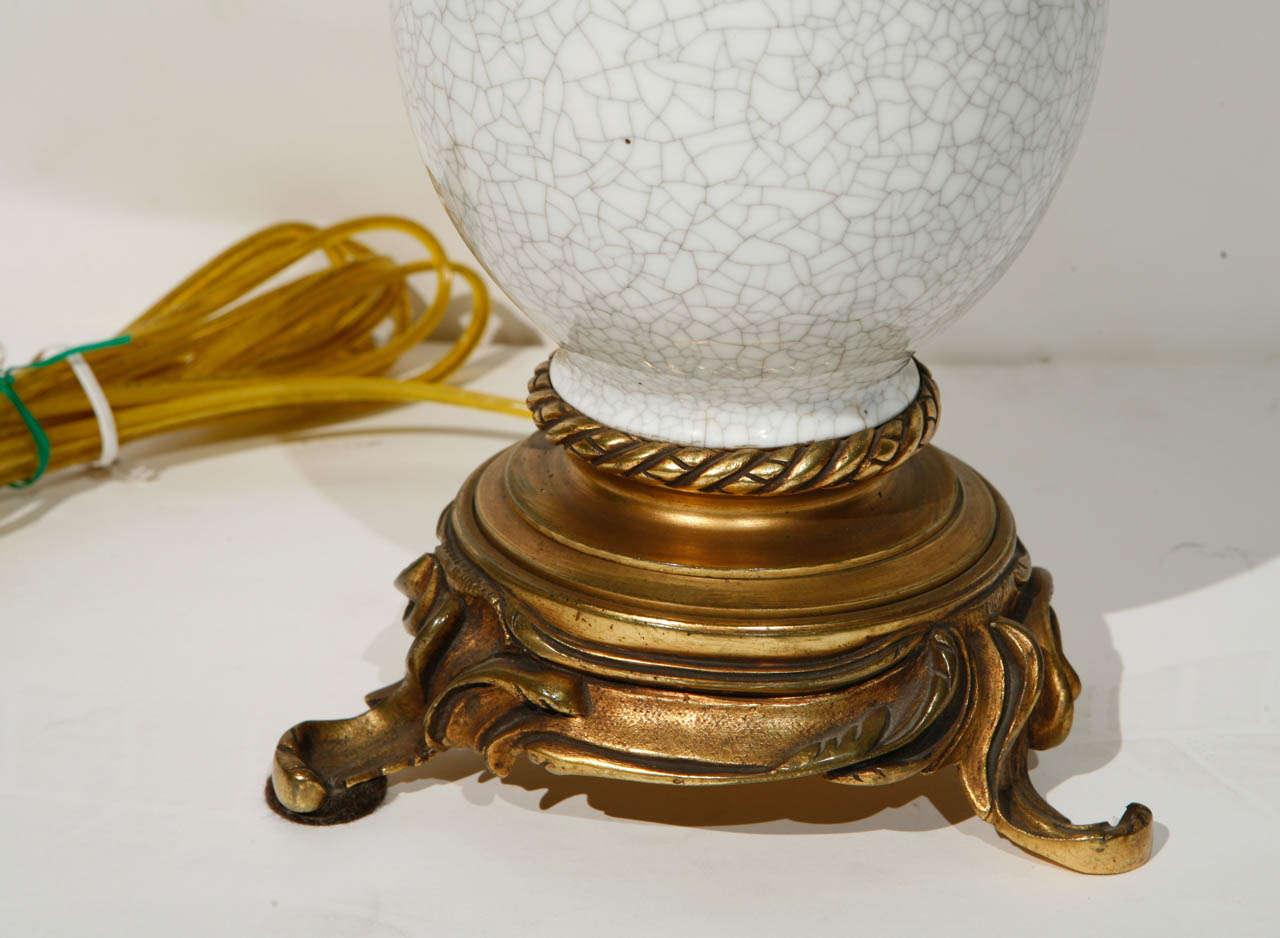 Louis XV Crackle Vase Lamp with Bronze Mounts For Sale