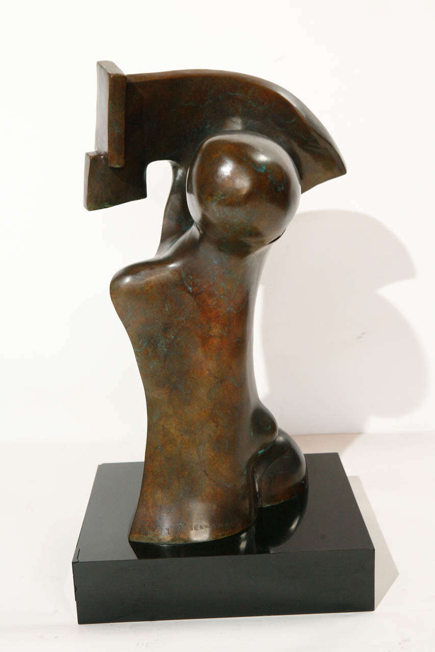 An impressive bronze sculpture by Sy Rosewasser. Beautiful patina on the bronze and mounted on a black Lucite base. This pieces is signed and numbered 1/8.

Sy Rosenwasser's work may be viewed in m any public and private collections including the