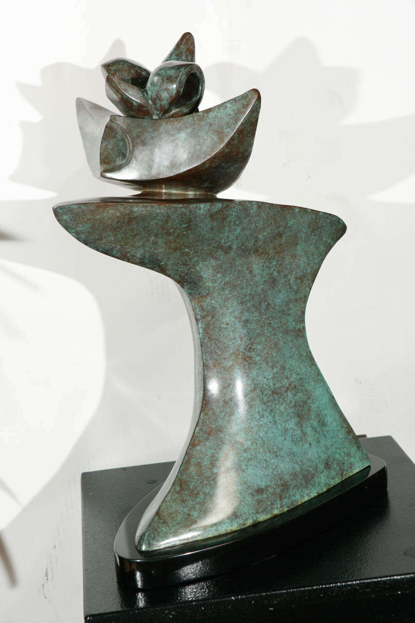 An impressive limited edition bronze with a verdigris finish by Sy Rosenwasser. Mounted on a black marble base. Signed and dated 2000. Rosenwasser's work may be viewed in many public and private collections including the Hyatt Regency in Hawaii. the