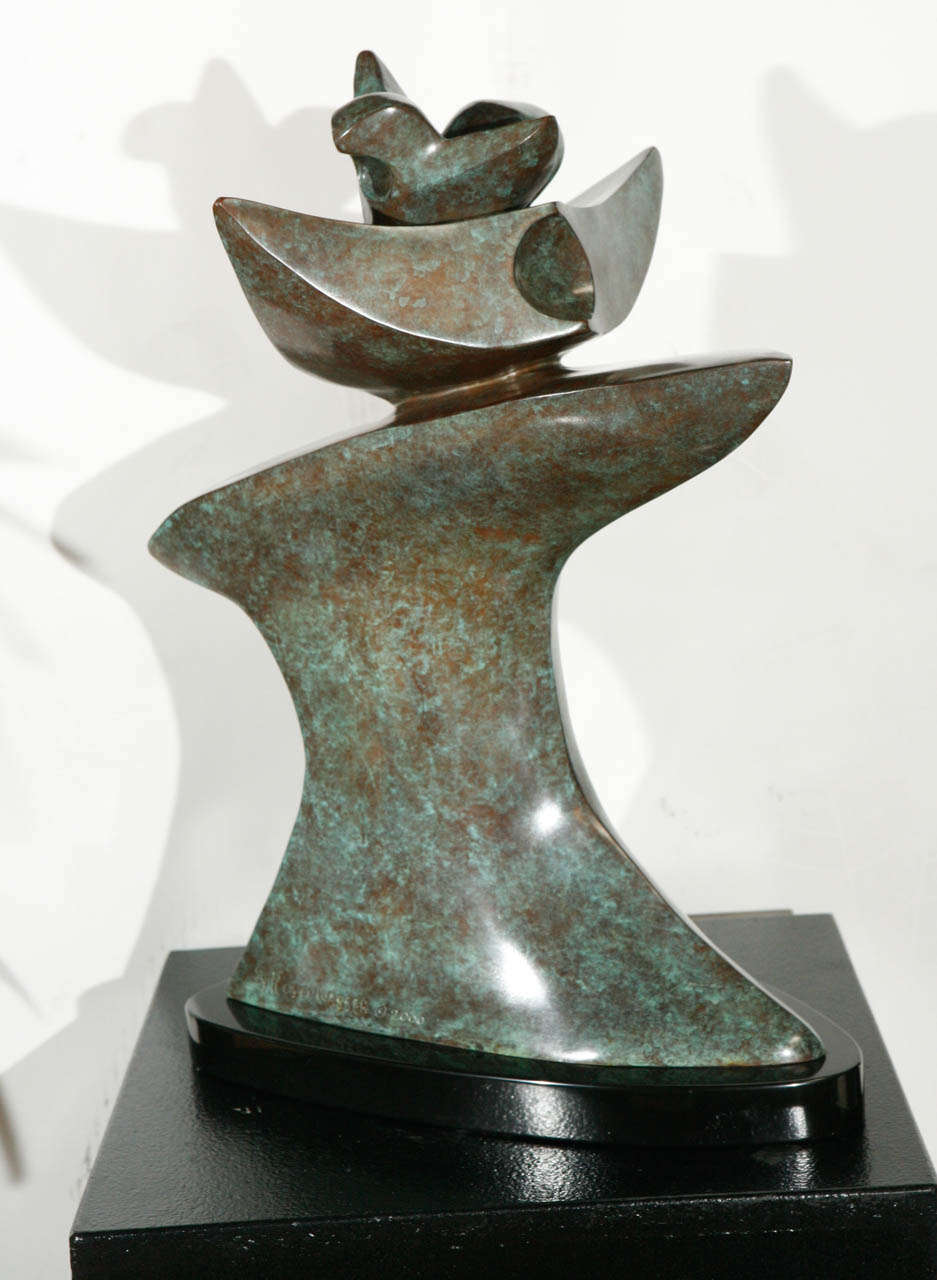 Modern Verdigris Finish Bronze Sculpture by Sy Rosenwasser