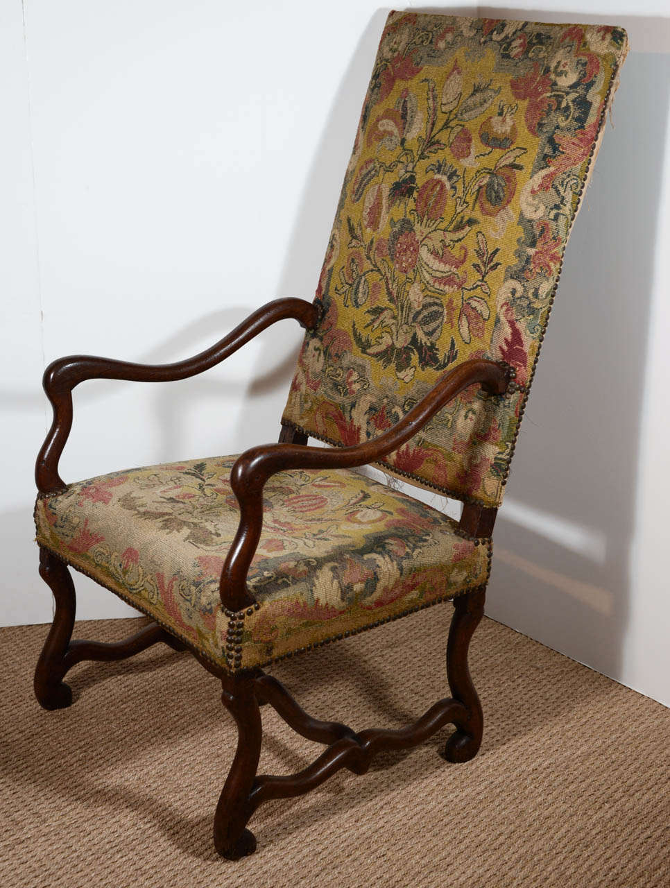 19th Century French Fauteuil with Original Tapestry 3