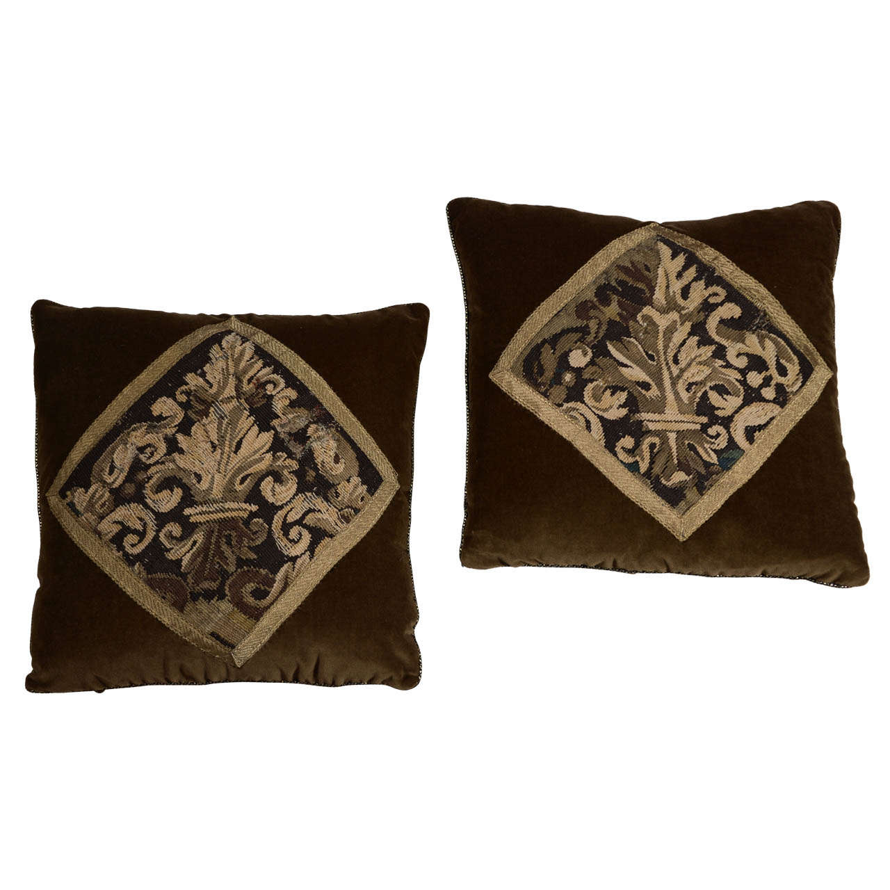 Pair of 18th Century Fragment Pillow For Sale