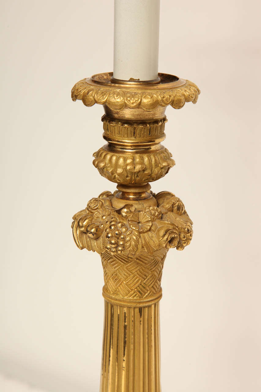 19th Century French Ormolu Candlestick Mounted as a Lamp For Sale 2