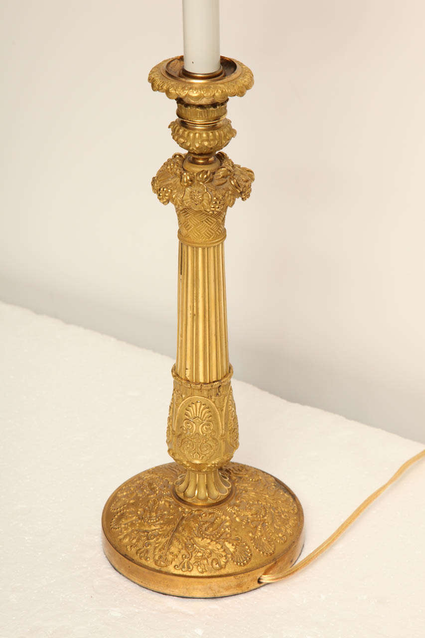 19th Century French Ormolu Candlestick Mounted as a Lamp For Sale 5
