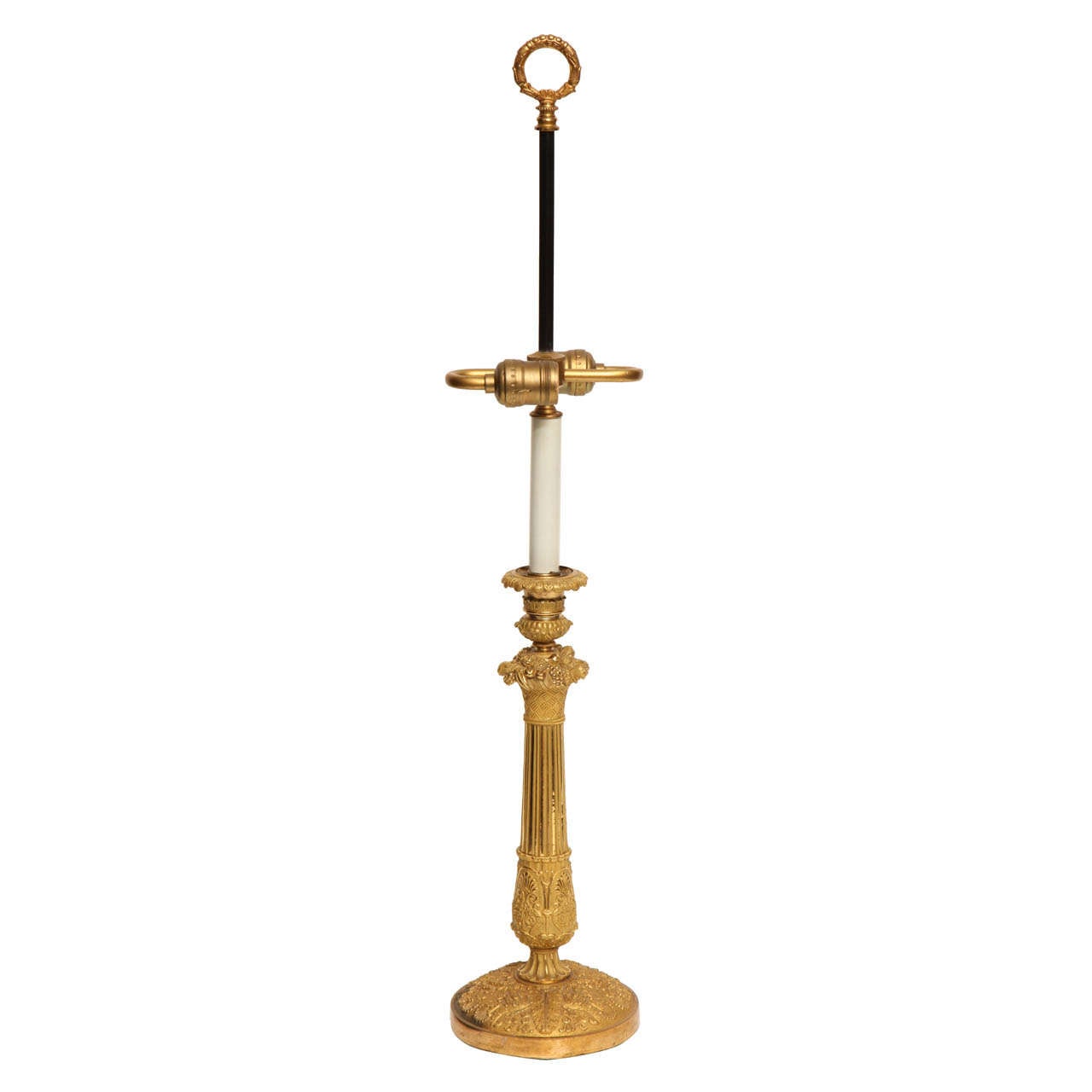 19th Century French Ormolu Candlestick Mounted as a Lamp For Sale