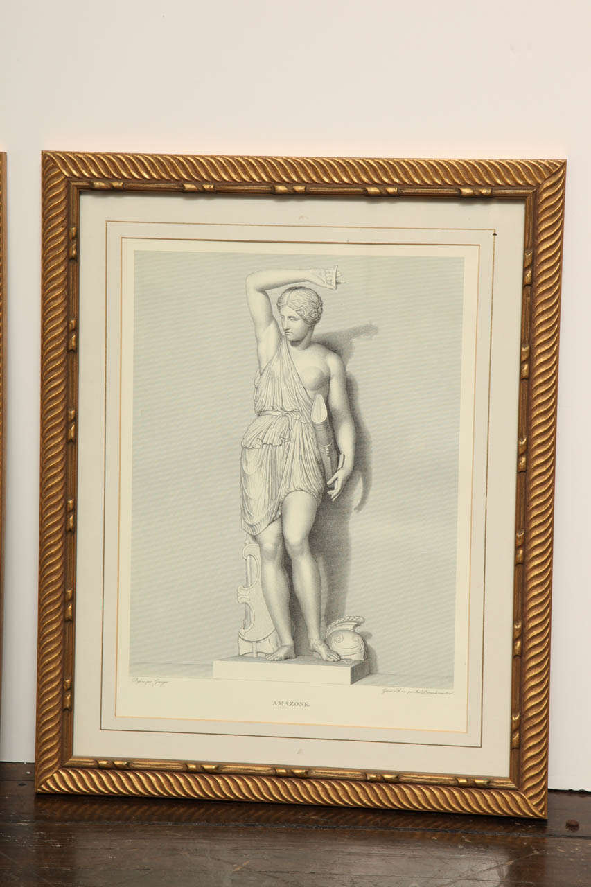 Two 19th Century Italian Engravings of Classical Figures In Good Condition For Sale In New York, NY