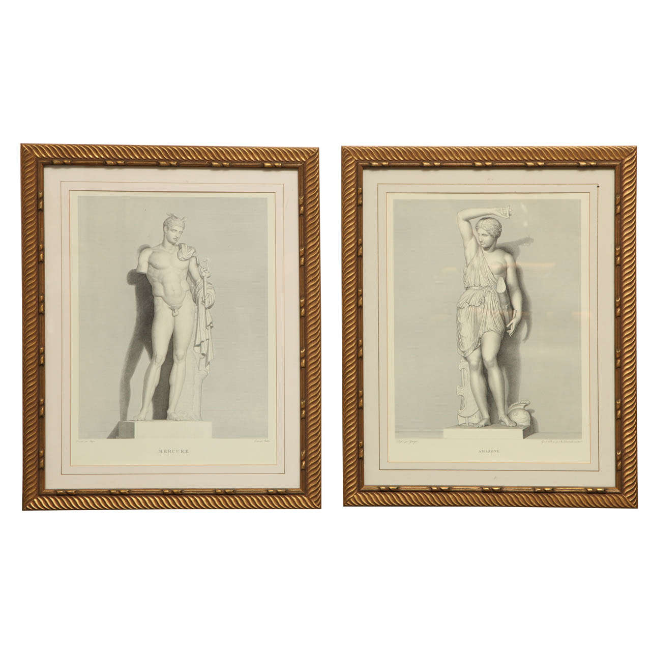 Two 19th Century Italian Engravings of Classical Figures For Sale