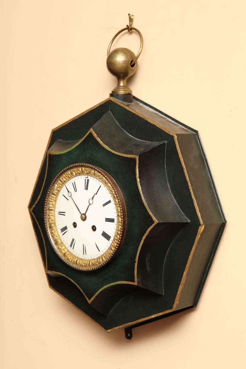 Tôle 19th Century French, Tole Clock For Sale