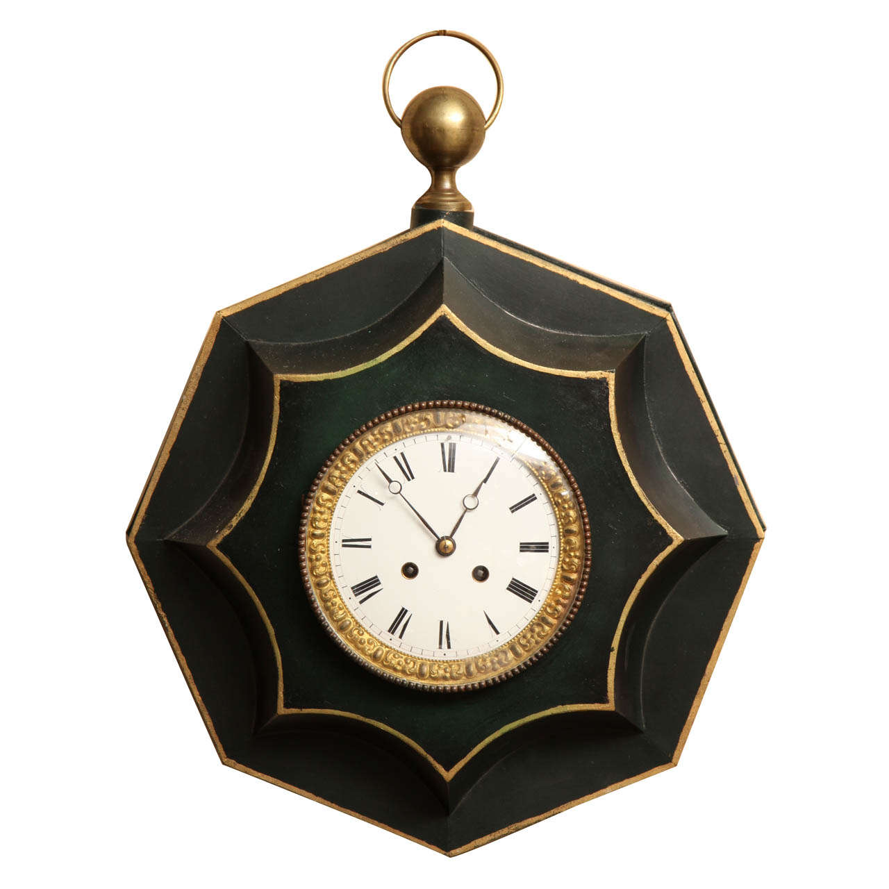 19th Century French, Tole Clock For Sale