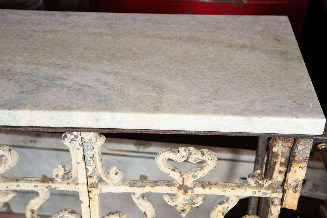 Console Table made from an Argentinean Balcony with Marble Top 4