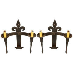 Pair of Wrought Iron Sconces from France