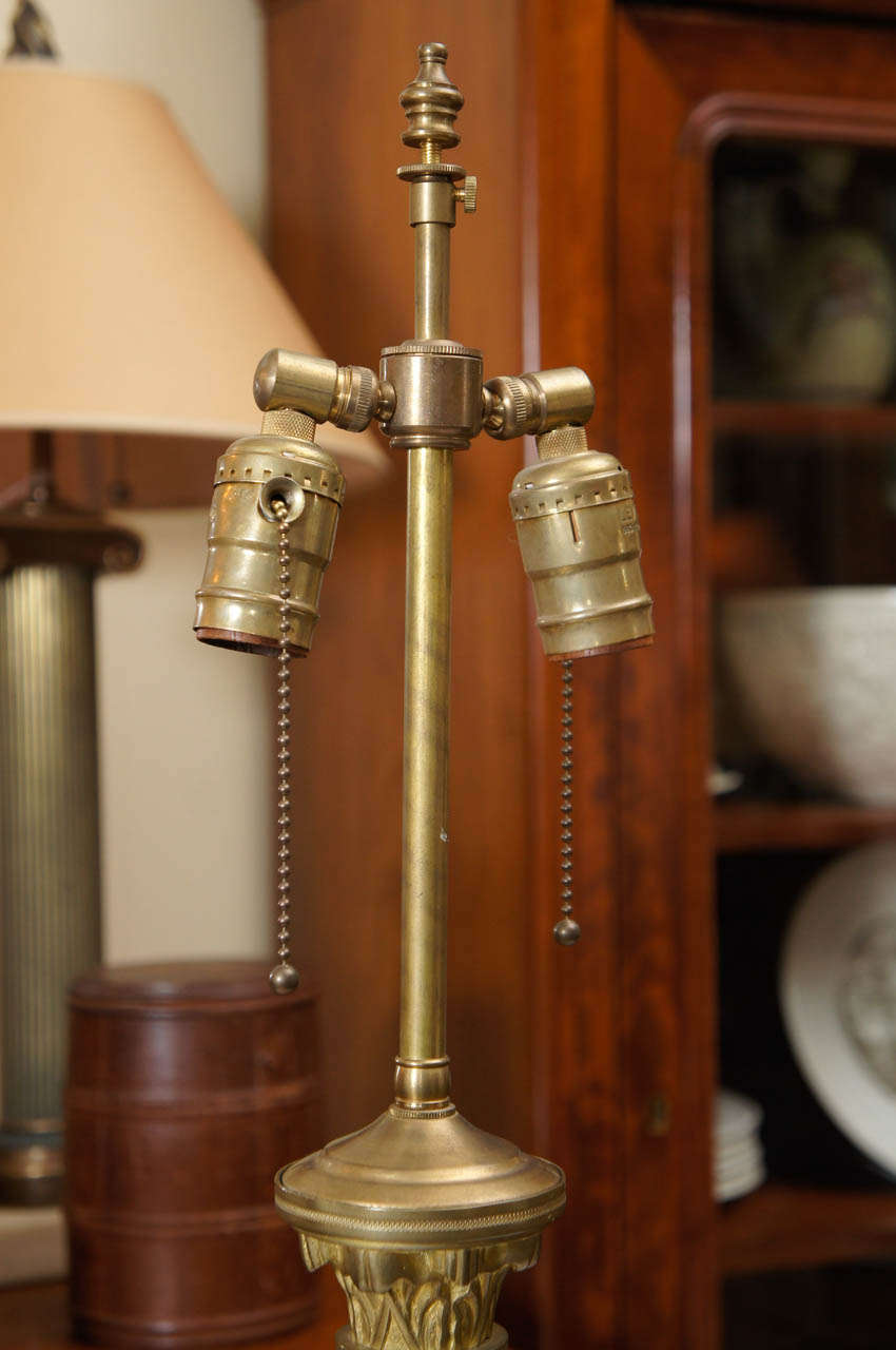 Pair of Bronze Column Lamps 1