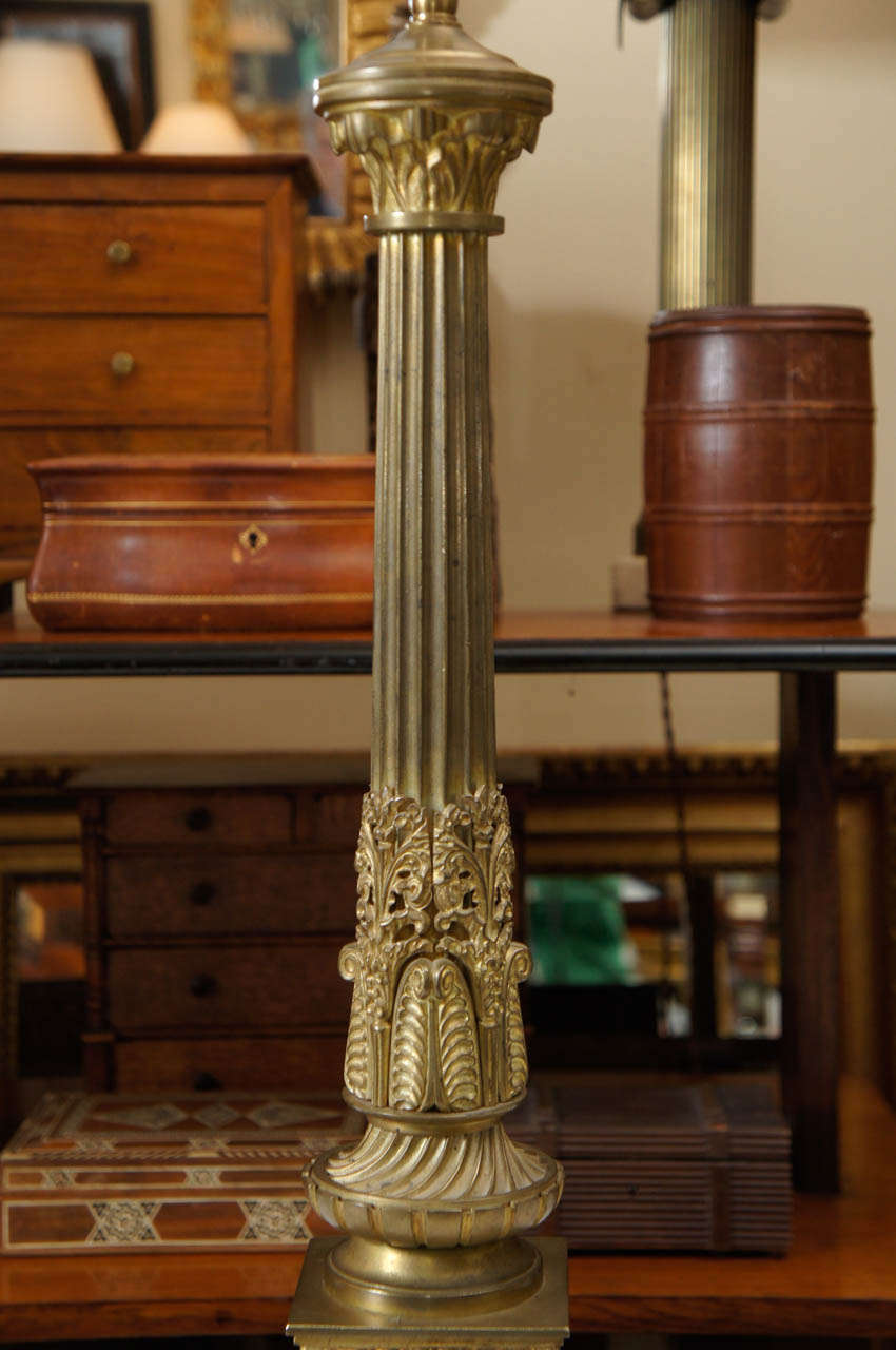 Pair of Bronze Column Lamps 2