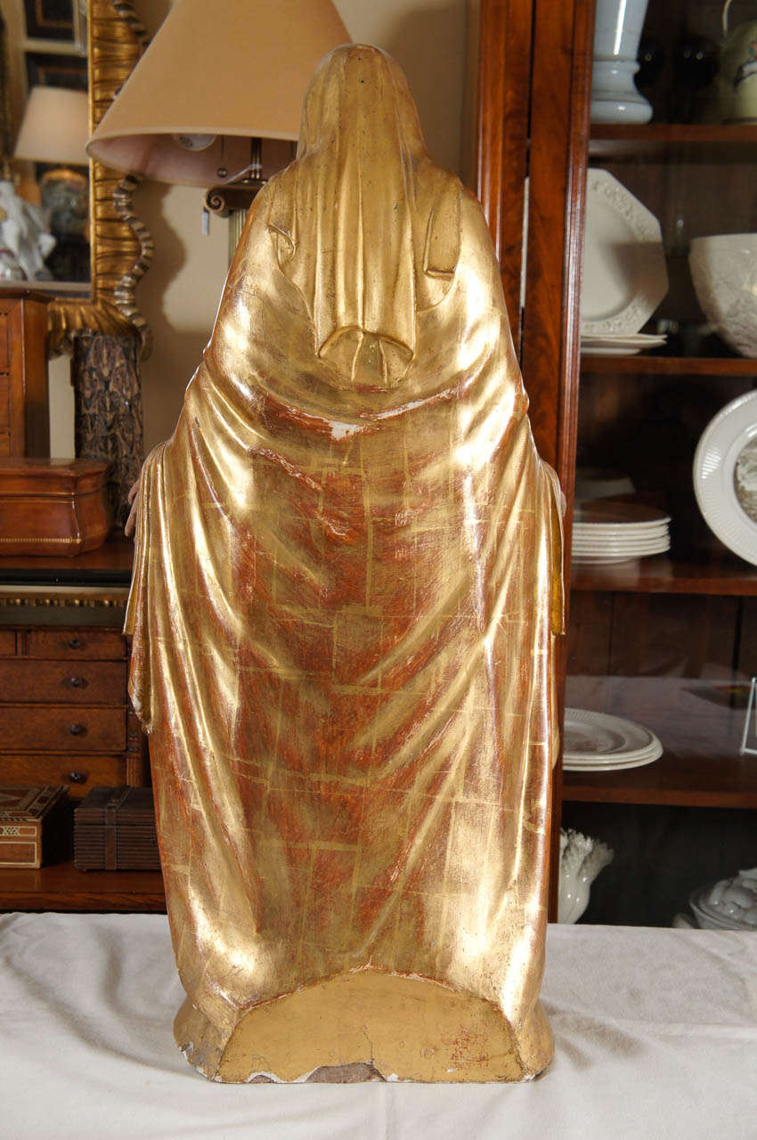 Carved Gilt Wood Figure In Good Condition In Hudson, NY