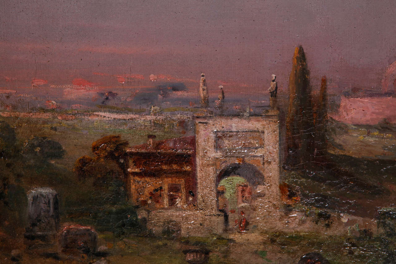 19th Century Robert Alott, Southern view of the Via Appia (?), oil on canvas, 1870 For Sale