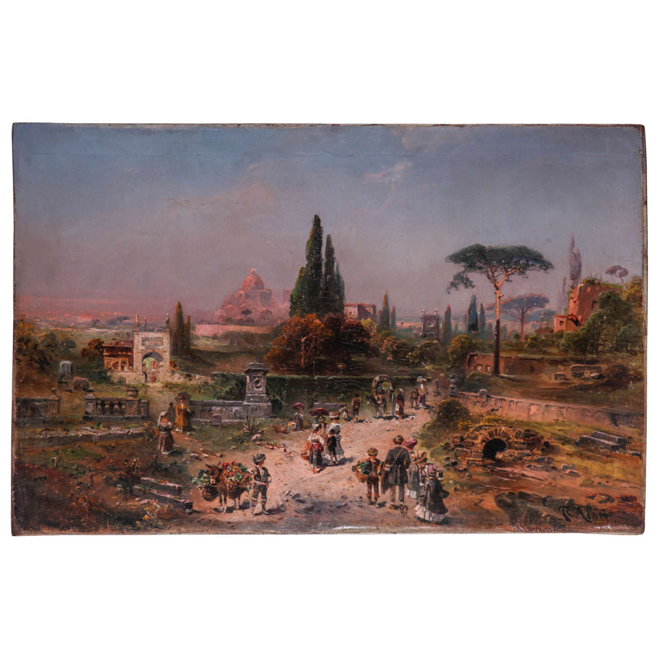 Robert Alott, Southern view of the Via Appia (?), oil on canvas, 1870 For Sale