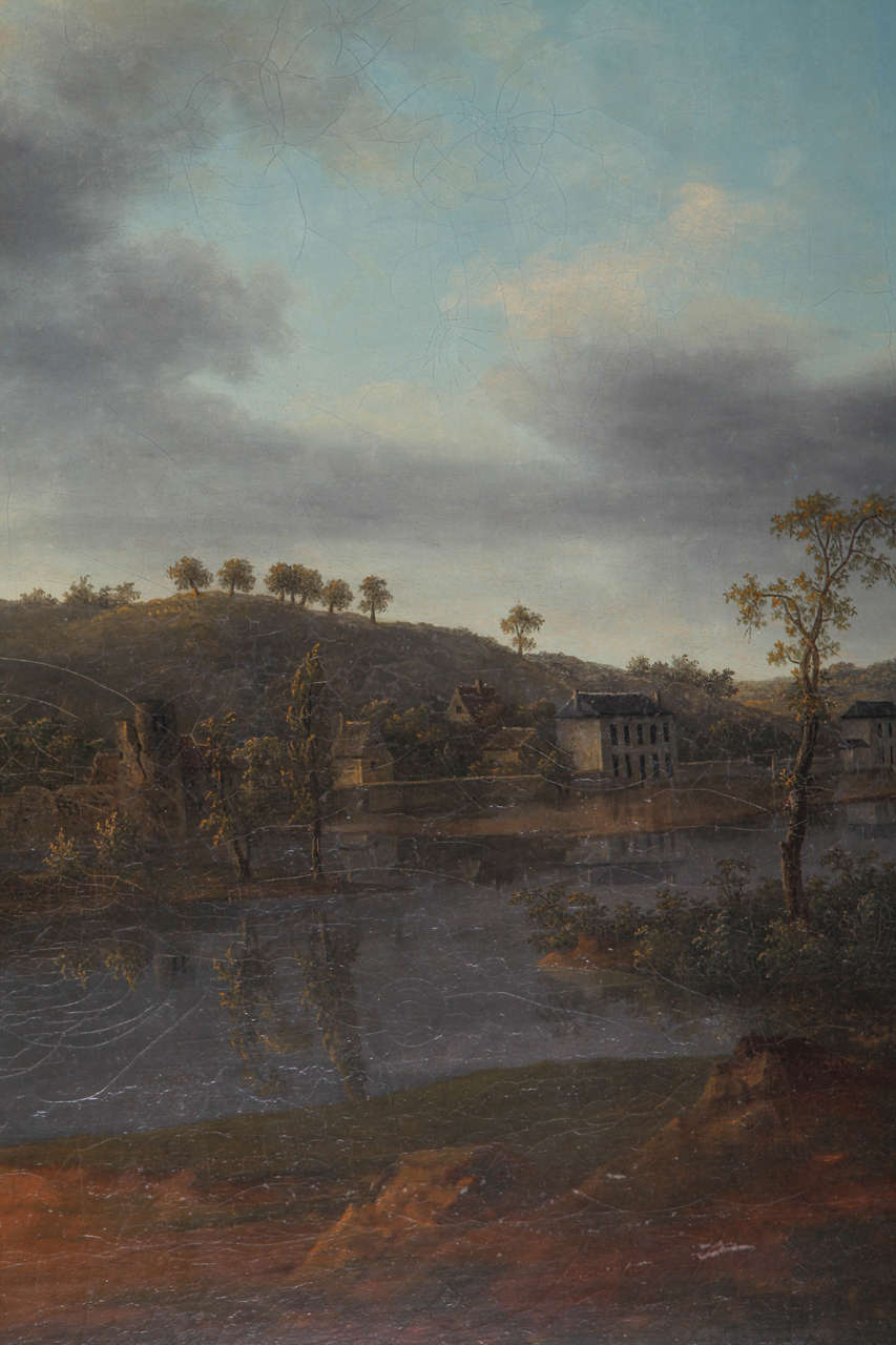 French painter, River landscapes (pair), oil on canvas, Late 18th Century In Excellent Condition For Sale In Roma, IT