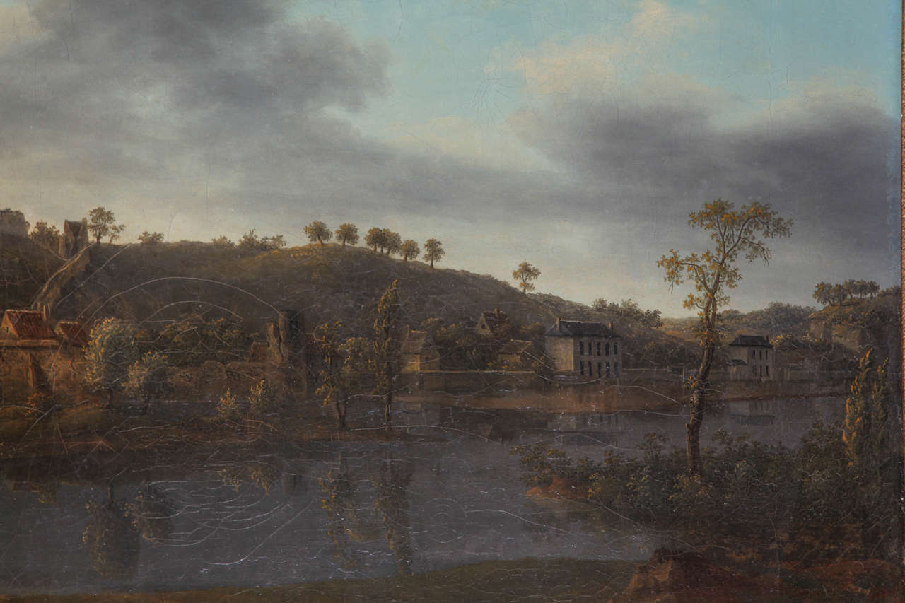 French painter, River landscapes (pair), oil on canvas, Late 18th Century For Sale 1