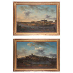 French painter, River landscapes (pair), oil on canvas, Late 18th Century