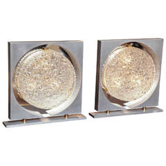 Pair of Fractured Glass Lamps, French circa 1980