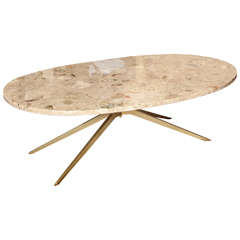 Marble and Brass Cocktail Table, Italy, circa 1960