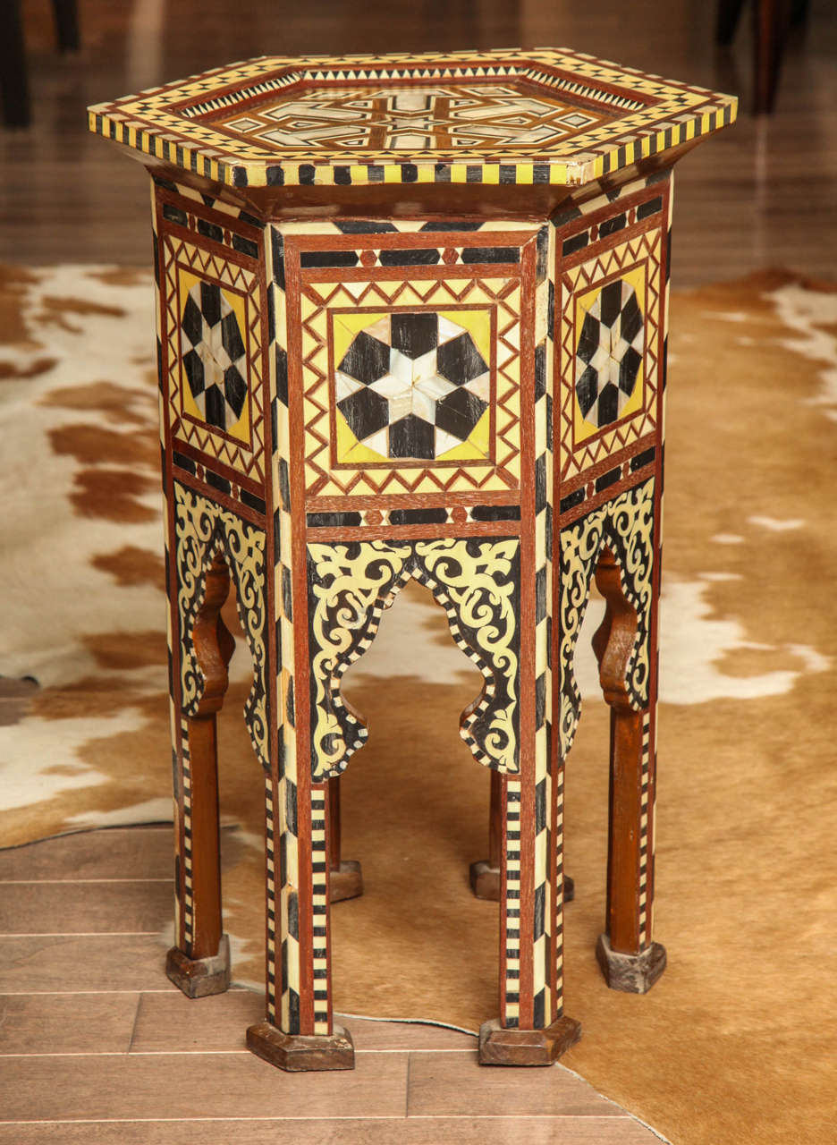 Small moorish style wood and mother-of-pearl table,circa 1970.