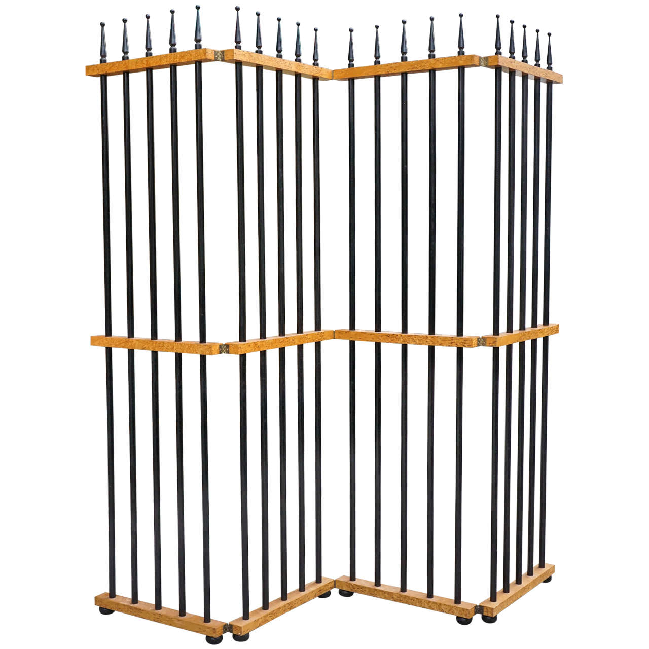 Biedermeir Style Bird's-Eye Maple and Ebonized Screen or Room Divider