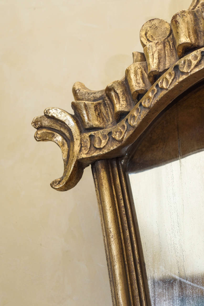 Pair Vintage Italian Gilded & Mirrored Baroque Style Wall Brackets In Good Condition For Sale In Hudson, NY