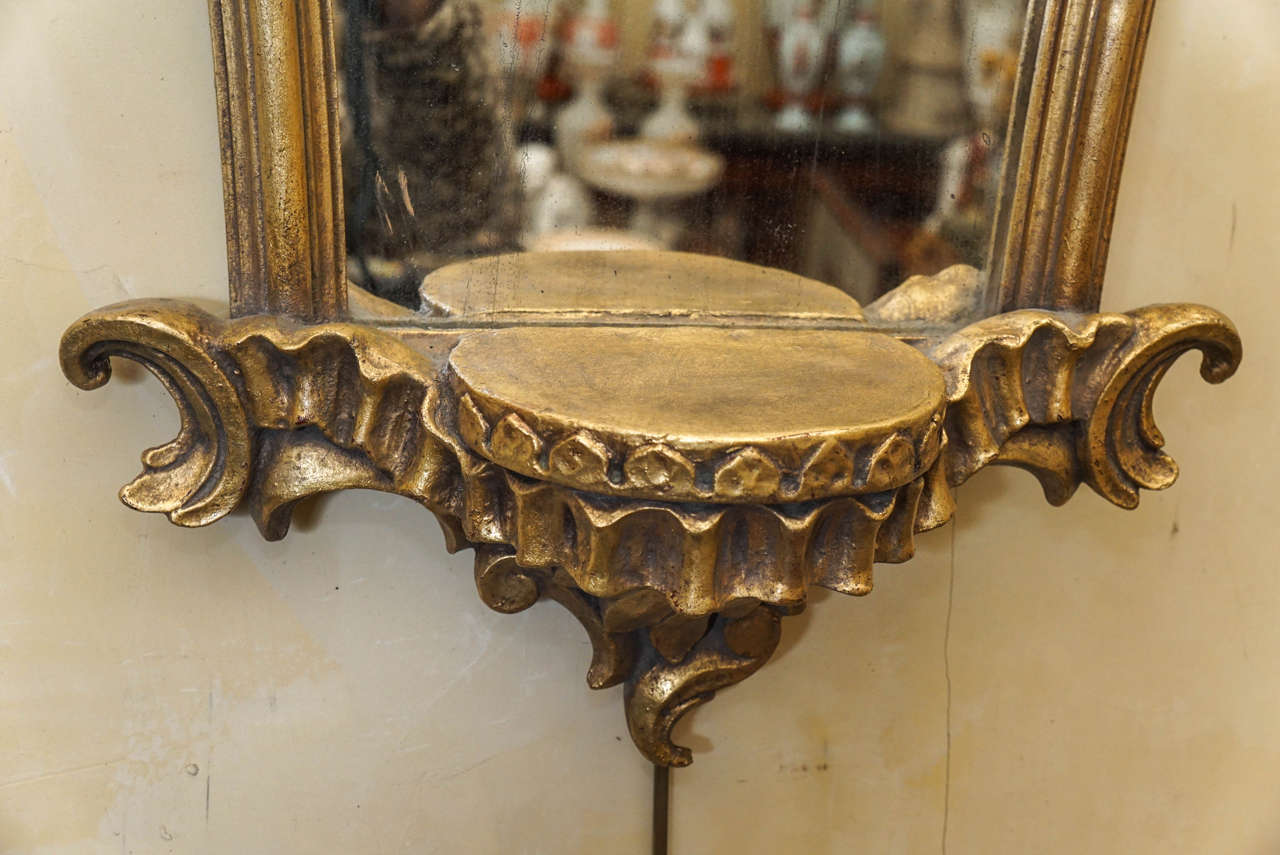 Mid-20th Century Pair Vintage Italian Gilded & Mirrored Baroque Style Wall Brackets For Sale